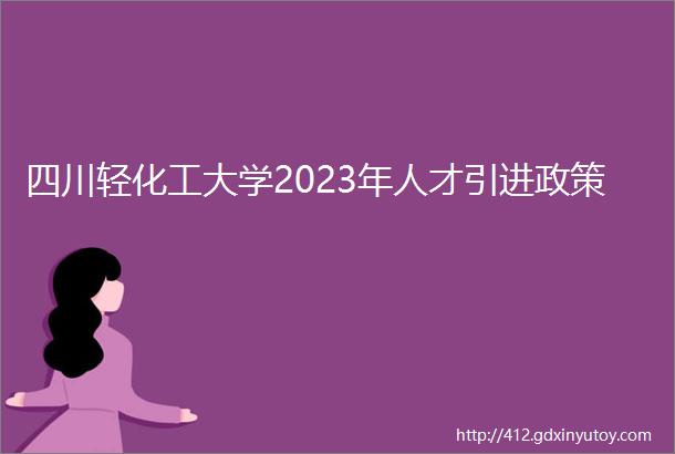 四川轻化工大学2023年人才引进政策